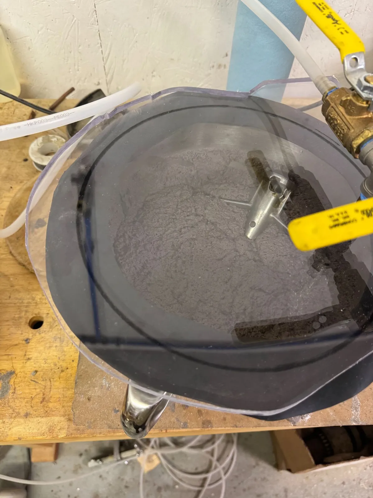 Mixing propellant in a large stainless bowl
