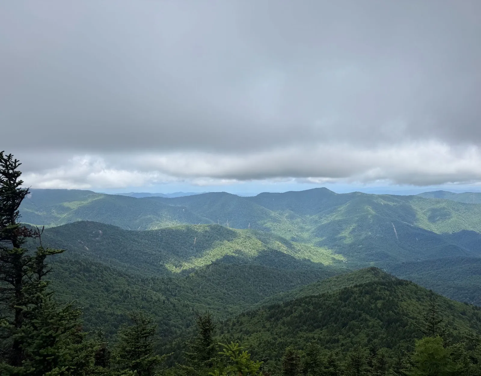 Blue Ridge mountains under a cloudy sky