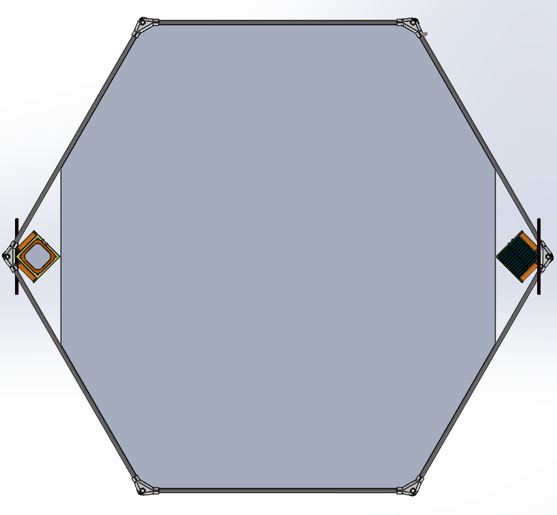 Front view CAD of the hexagonal sail with corner node housings