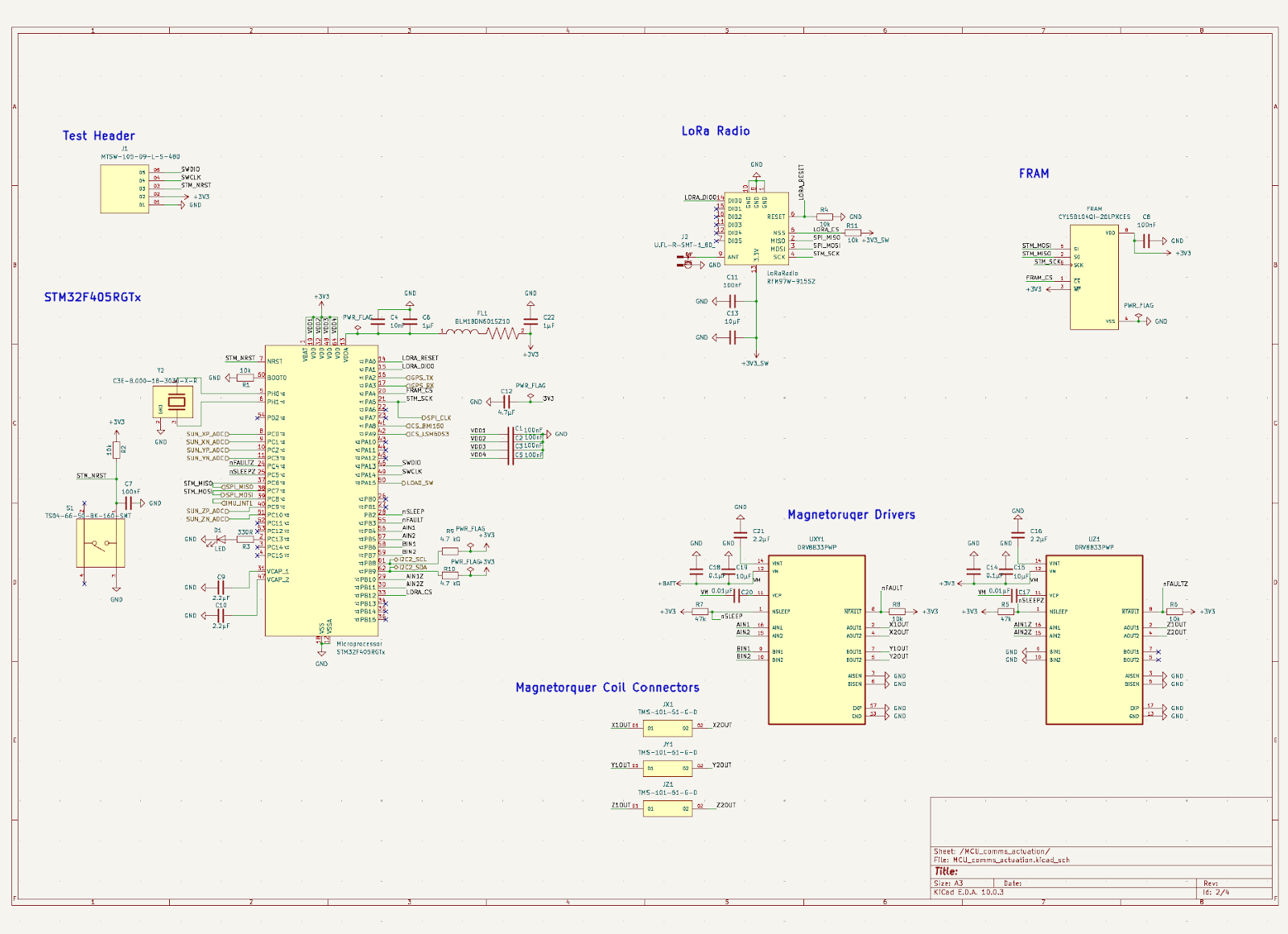 KiCad schematic of the power subsystem