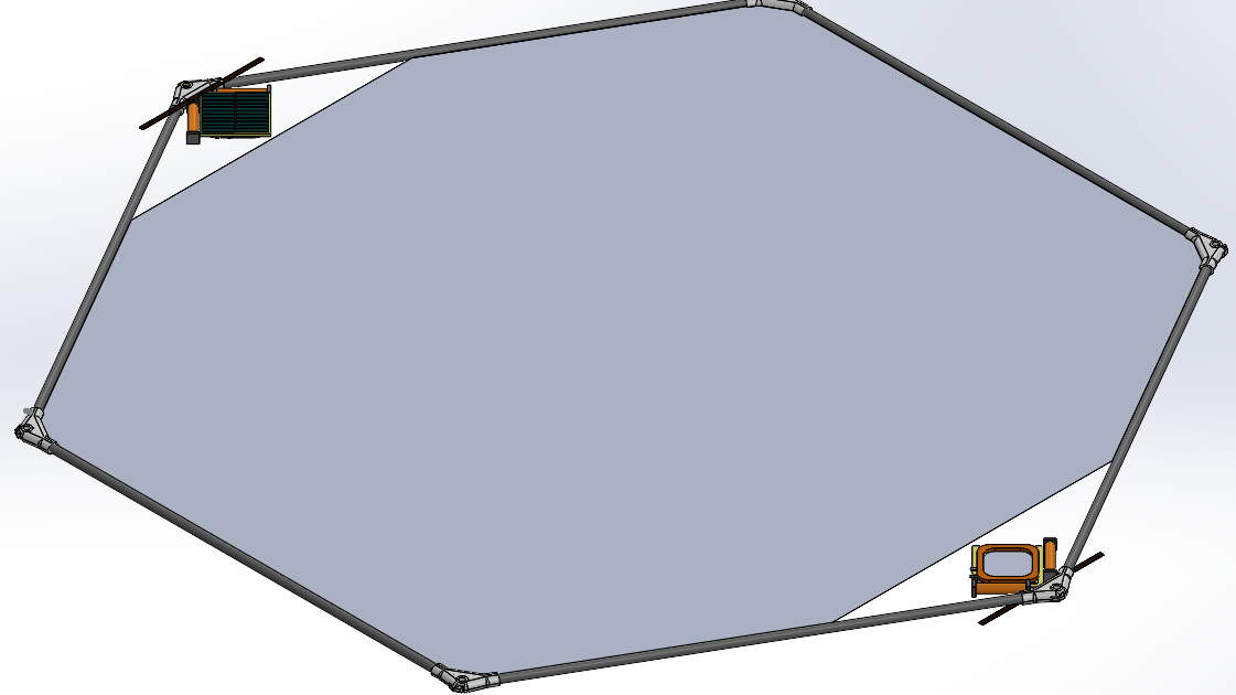 CAD render of the hexagonal solar sail membrane and frame
